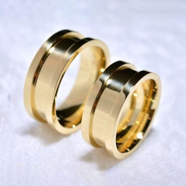 Alianças Anatômicas com Lateral Alta - Ouro 18K